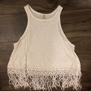 White lace fringe tank top